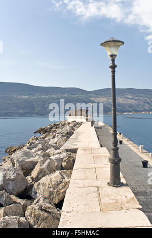 Pier in Mediterranean town Herceg Novi - Montenegro Stock Photo