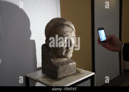 Gdansk, Poland 5th, Nov. 2015 Adolf Hitler marble bust sculpture was accidentally found in the Gdansk during the excavations at the National Museum area. Sculpture was buried deep in the ground. The author of the sculpture Josef Thorak was Adolf Hitler favorite sculptor. Credit:  Michal Fludra/Alamy Live News Stock Photo