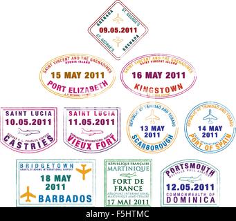 Passport stamp of the Windward Islands of the Caribbean in vector format. Stock Vector