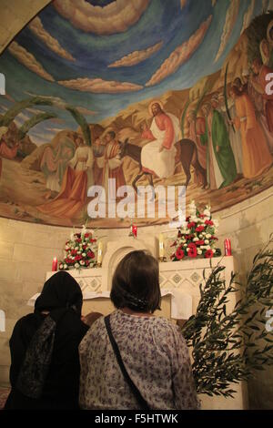 Israel, Jerusalem, Palm Sunday at the Franciscan Church of Bethphage on the Mount of Olives Stock Photo