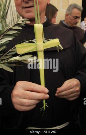 Israel, Jerusalem, Palm Sunday at the Franciscan Church of Bethphage on the Mount of Olives Stock Photo