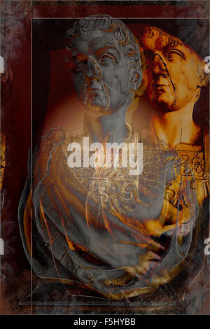 Greek sculpture. Digital art: Textures and different layers. Stock Photo