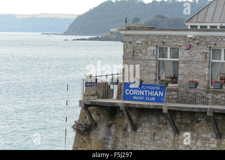 Corinthian Royal Plymouth Yacht Club with sign in Plymouth, Devon, England Stock Photo