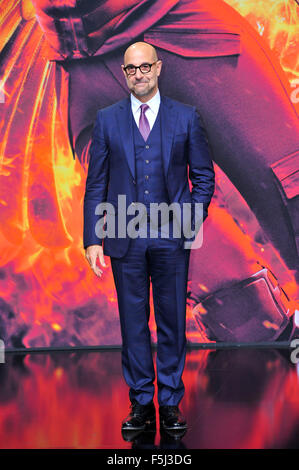 American actor Stanley Tucci attends to the Premiere of 'The Hunger Games: Mockingjay - Part 2' at the Sony Center CineStar in Berlin, Germany. On November 04, 2015./picture alliance Stock Photo