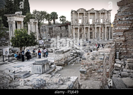 Ephesus  10th Century BCl site Selcuk Izmir Turkey Ruins of the Library of Celsus at the end of the Street of Curetes. Stock Photo