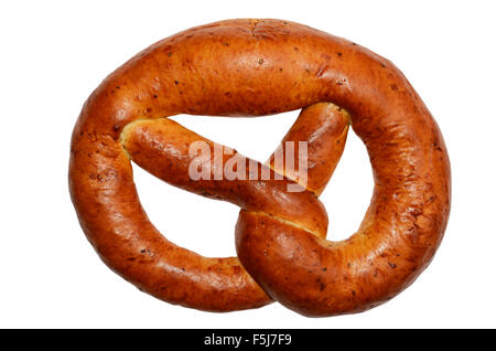 ruddy fresh pretzel on a white background Stock Photo