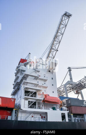 large cranes in sea cargo port of Rotterdam Stock Photo