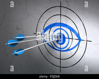 Safety concept: arrows in Eye target on wall background Stock Photo