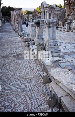 Ephesus  10th Century BC archeological site Selcuk Izmir Turkey Terrace Houses mosaic floor. Street  of Curetes Stock Photo
