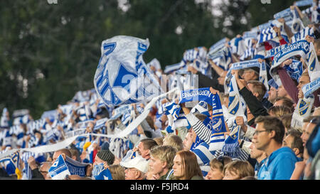 IFK Norrköping supporters Peking Fanz at local derby game away against Åtvidabergs FF Stock Photo