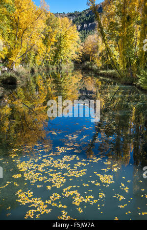 Autumn on the River Jucar in the Hoz del Jucar gorge at Cuenca, Castilla-la mancha, Central Spain Stock Photo