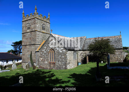 St Senara's church, Zennor village; Cornwall County; England; UK Stock Photo