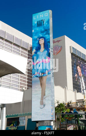 LED screen advertising for a female impersonator performing at the link Hotel in Las Vegas, Nevada. Stock Photo