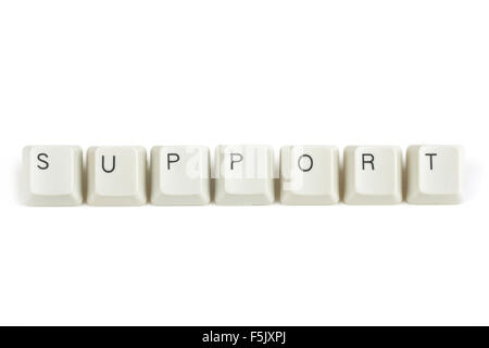 support text from scattered keyboard keys isolated on white background Stock Photo