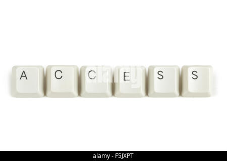 access text from scattered keyboard keys isolated on white background Stock Photo