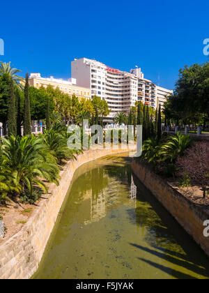 Sa Sierra historical city canal and Passeig Mallorca, Porta de Santa Catalina, Palma de Mallorca, Mallorca, Balearic Islands Stock Photo