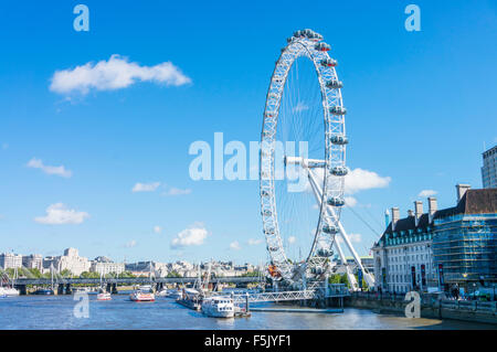 The London Eye a big ferris wheel carousel on the South Bank of the River Thames London England GB UK EU Europe Stock Photo