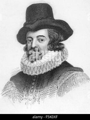 FRANCIS BACON (1561-1626) English writer, politician, philosopher . Engraving based on a 1617 painting Stock Photo