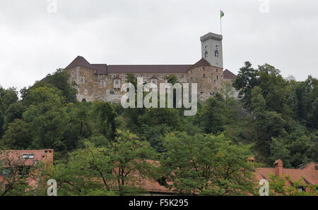 Medieval castle on the hill in Ljubljana, Slovenia. Stock Photo