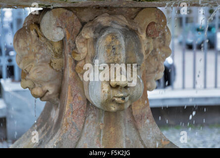 Neptune fountain close to National and University Library in Ljubljana, Slovenia Stock Photo