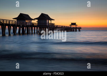 Twilight at the Naples Pier, Naples, Florida, USA Stock Photo