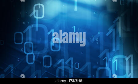 Computer binary code abstract blue background Stock Photo