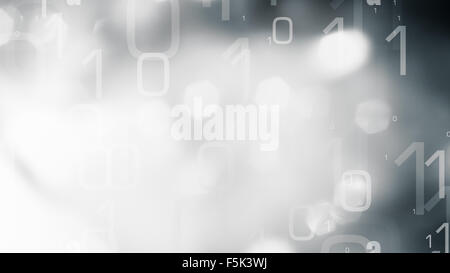 Black and white abstract binary code background Stock Photo