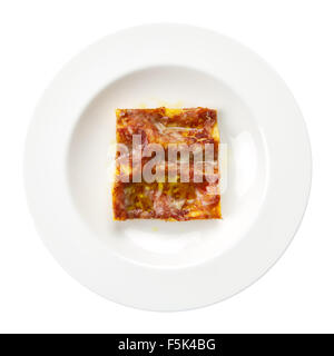 Lasagna alla bolognese traditional italian recipe with meat, tomato, parmigiano cheese, olive oil, lasagne pasta Stock Photo