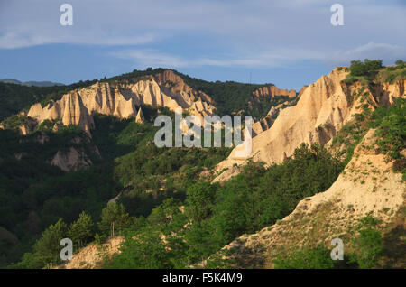 Sand pyramids around town of Melnik, Bulgaria. Stock Photo