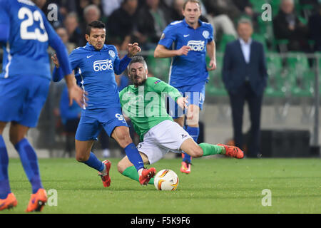 Aimant Souvenir Football - AS Saint-Étienne Vs FK Dnipro - Europa League 2014 - Taille 5,6x5,6 Cm - Comme Neuf