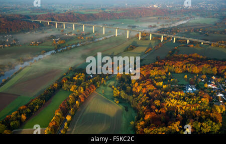 Ruhrtalbrücke A52, A52 motorway, Ruhr valley bridge, Mintarder bridge Ruhr valley crossing, The Ruhr, Mülheim, Mintard, Stock Photo