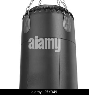 Black punching bag with lacing elements, zoomed view Stock Photo