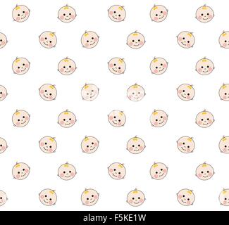 Baby faces pattern on white background Stock Vector