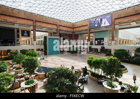 Interior of atrium at new Yas Mall on Yas Island in Abu Dhabi United Arab Emirates Stock Photo