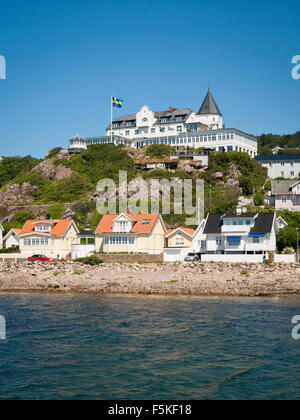 A view of the Grand Hôtel Mölle and the seaside resort town of Mölle, Sweden. Stock Photo