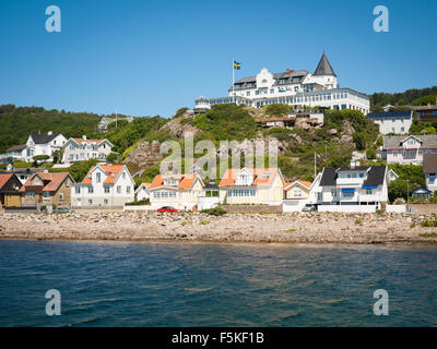 A view of the Grand Hôtel Mölle and the seaside resort town of Mölle, Sweden. Stock Photo