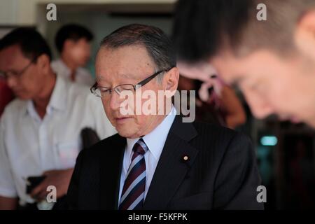 Yangon, Myanmar. 6th November, 2015. Members of the Japanese Diet (parliament) visit the headquarters of the National League of Democracy in Yangon, 6 Nov 2015.  Japan has vowed to increase investments in Myanmar after a peaceful election. Credit:  Arthur Jones Dionio/Alamy Live News Stock Photo
