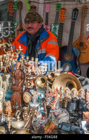 Stallholder at Flohmarkt am Mauerpark (Sunday flea market at Mauerpark) Berlin Stock Photo