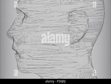 The conceptual 3D wire frame human male head Stock Vector