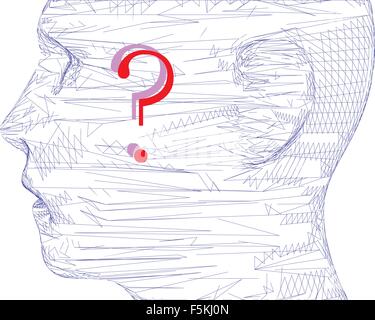 The conceptual 3D wire frame human male head Stock Vector