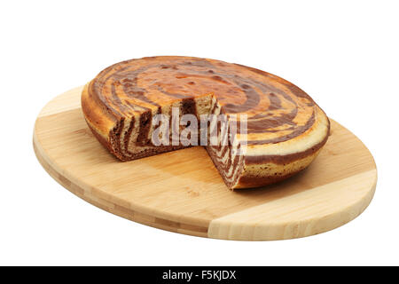 Chocolate Marble Pie on kitchen board Stock Photo