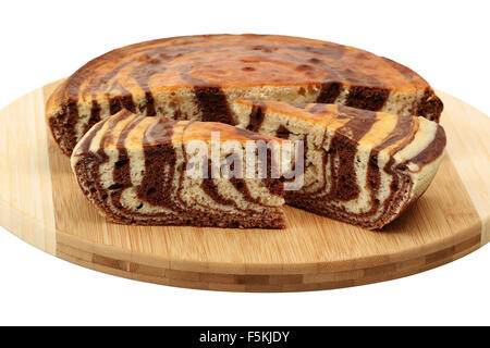 Chocolate Marble Torte on kitchen board Stock Photo