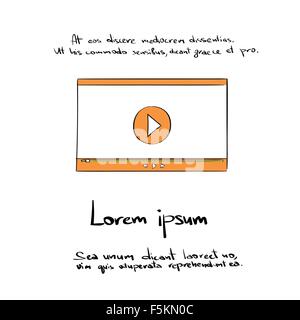 Movie Player Hand Draw Color Icon Vector Stock Vector