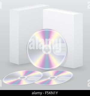 Two box with blank disc set of three Stock Photo