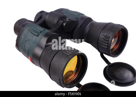 binoculars with orange lens isolated on white background Stock Photo