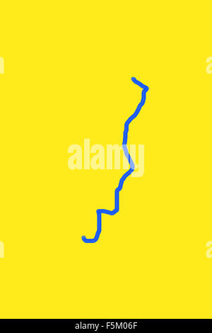 blue line on yellow Stock Photo