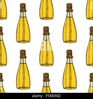 Sketch spa oil in vintage style, vector seamless pattern Stock Vector