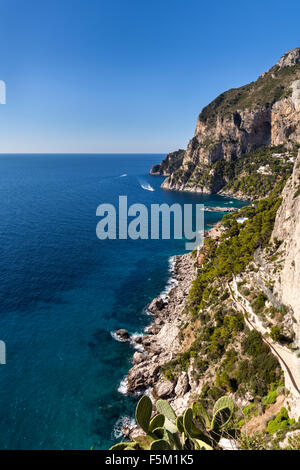 View down Via Krupp and Marina Piccola on the Island of Capri, Italy Stock Photo