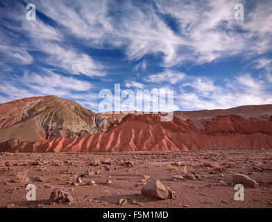 Rock formations in Valley of the Rainbow. San Pedro de Atacama, Atacama Desert, Chile.