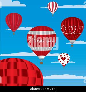 Balloon Valentine's Day card in vector format. Stock Vector